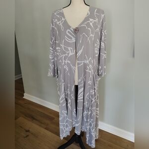 Chalet Et Ceci Duster Cardigan Handkerchief Hem Gray White Lagenlook Bamboo L